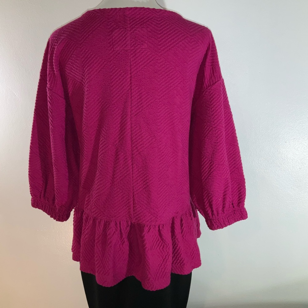 Anthropologie Magenta Peplum Blouse - Picture 6 of 11
